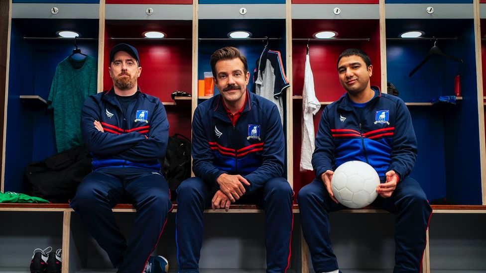 Ted Lasso stars Brendan Hunt, Jason Sudeikis and Nick Mohammed