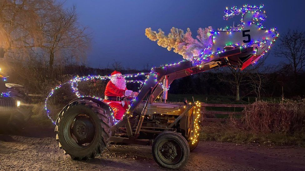 Tractor at Christmas tractor run