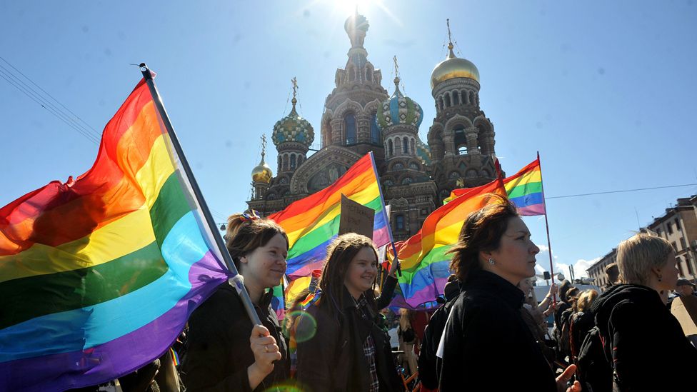 Gay rights march in St Petersburg, 2013