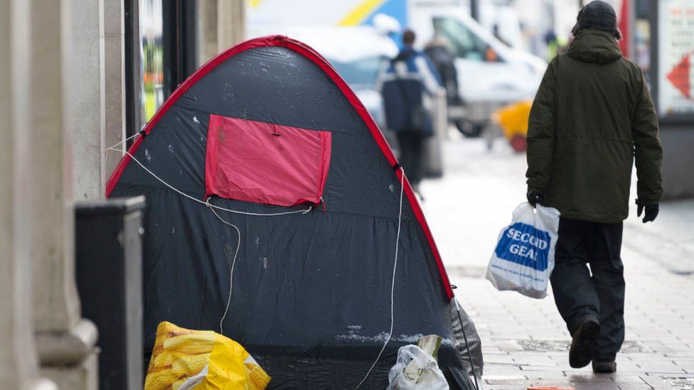 A tent on Queen Street on February 1, 2019 in Cardiff