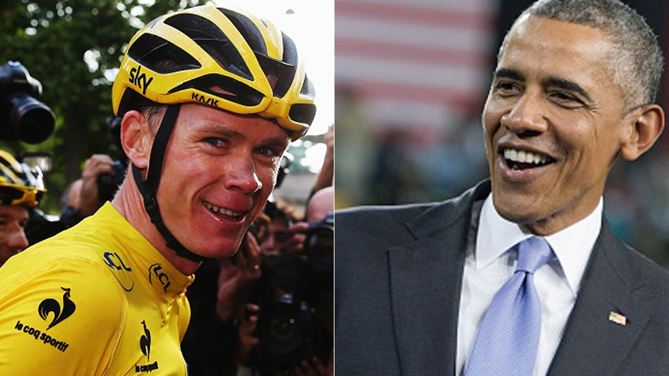 L: Cyclist Chris Froome R: US President Barack Obama