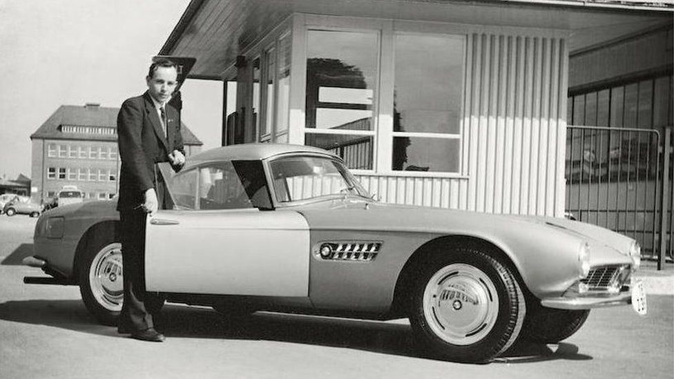 John Surtees with his 1957 BMW 507 Roadster
