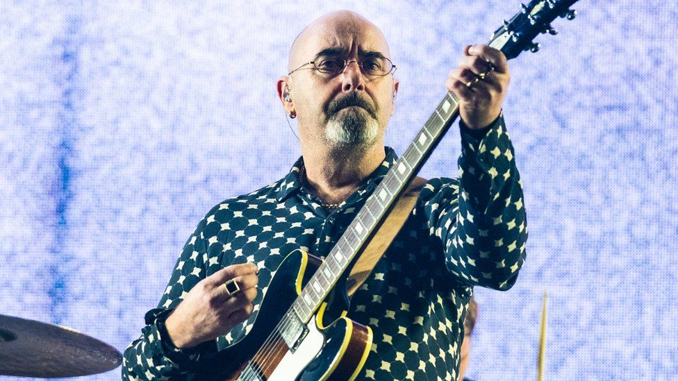Paul Arthurs AKA Bonehead performs with Liam Gallagher at The O2 Arena on November 28, 2019 in London, England.