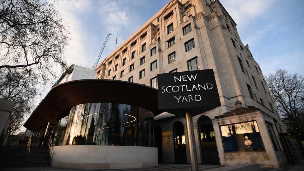 File photo of exterior of New Scotland Yard in London.