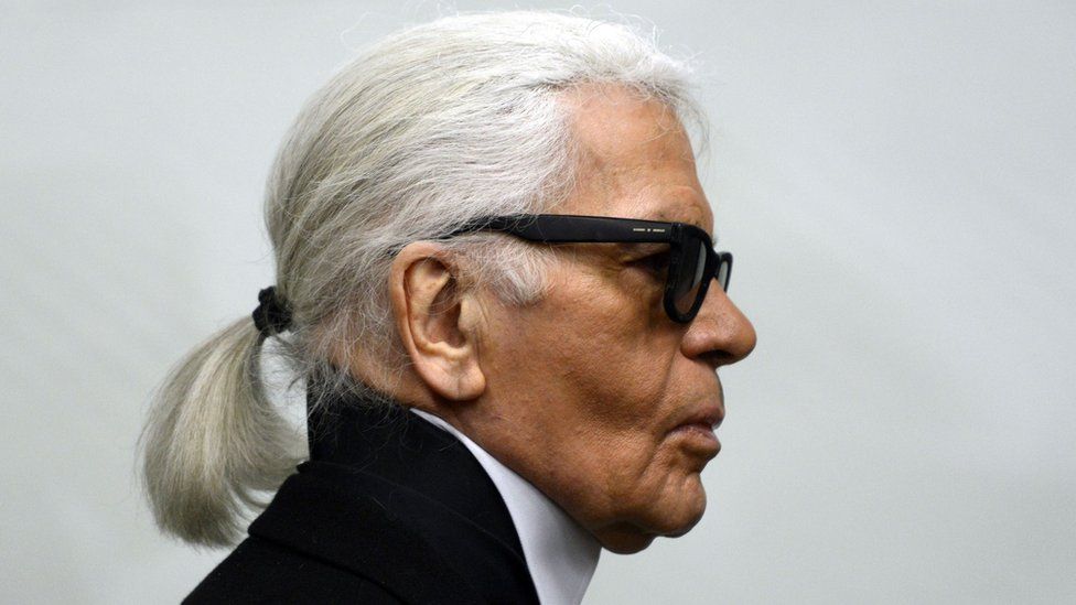 German fashion designer Karl Lagerfeld as he visits an exhibition at the Museum Folkwang in Essen, western Germany