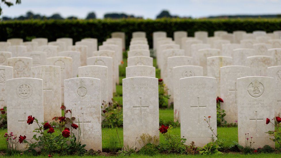Graves in France of soldiers who fought at the Battle of the Somme