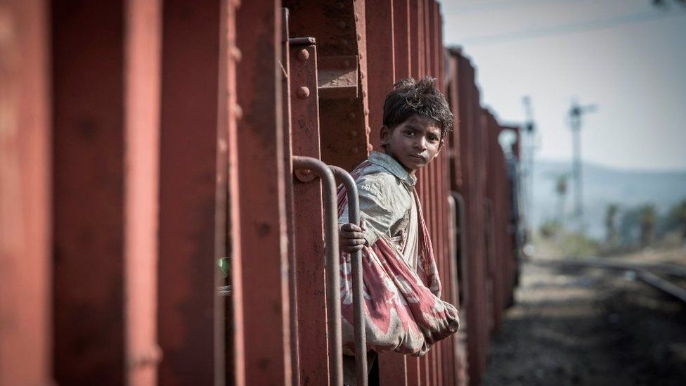 Sunny Pawar as five-year-old Saroo in the new film Lion