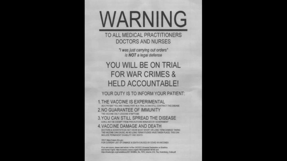 Poster calling medics 'war criminals'