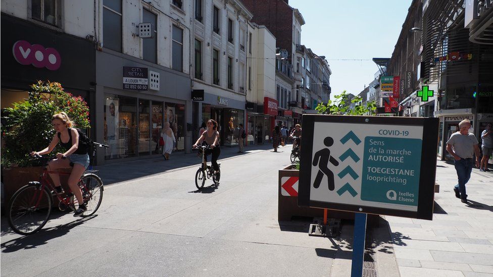 Image shows a new bike path in Brussels