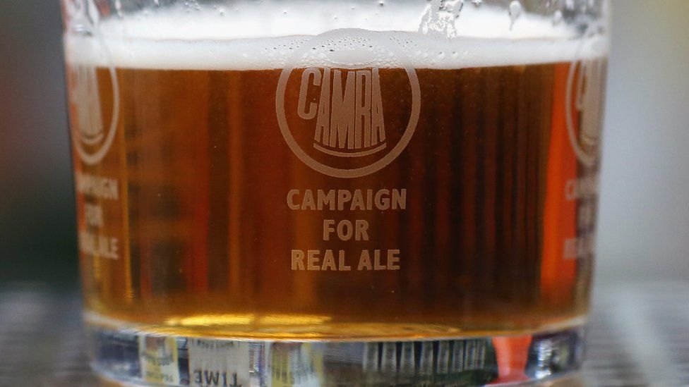 Beer glass with the CAMRA branding