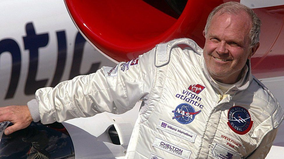 Steve Fossett after flying non-stop round the world in 2005