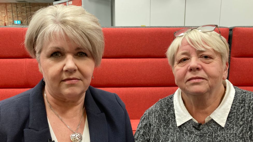 Former post branch managers Nicki Arch and Wendy Buffrey are sat down and looking at the camera