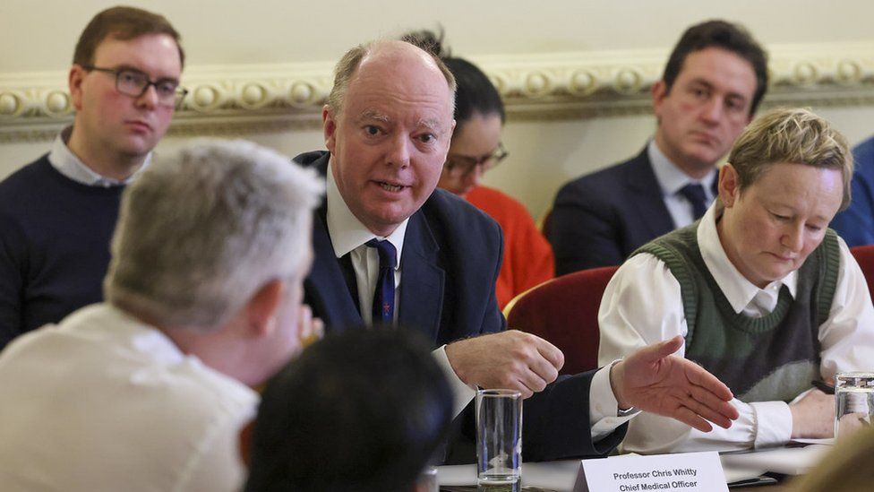 Chief Medical Officer for England Chris Witty takes part in a roundtable meeting of senior health service officials in Downing Street