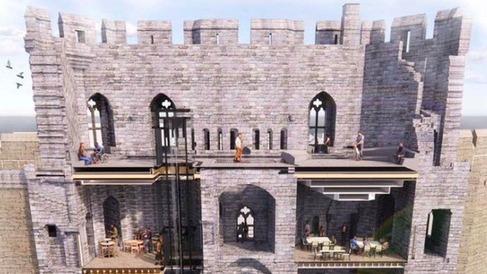 Artist impression of works to improve access to Caernarfon Castle