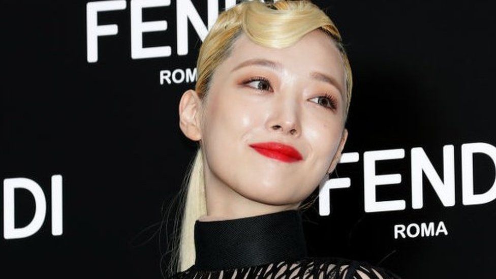 Former member of South Korean girl group f(x), Sulli, at the photocall for FENDI on September 03, 2019