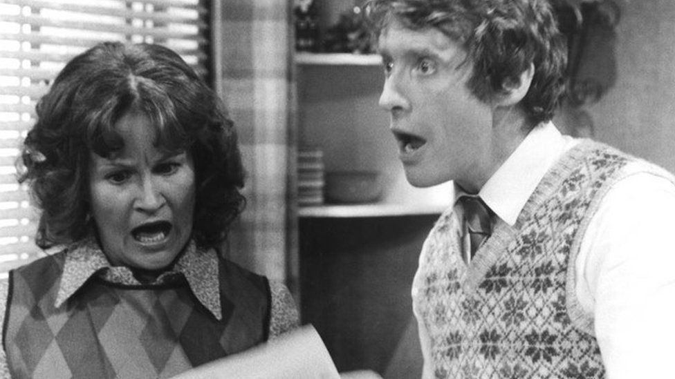 Michele Dotrice as Betty and Michael Crawford as Frank Spencer.