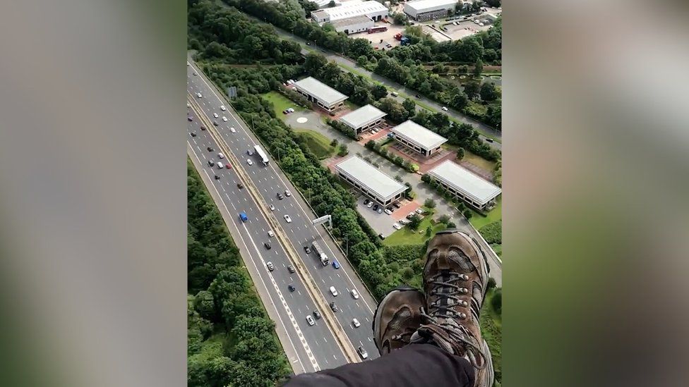 View of the M6 from Daniel Jones's paramotor