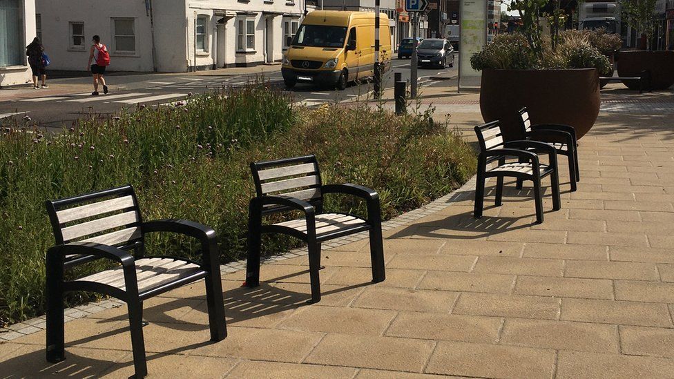 New seating in the centre of Dunstable town
