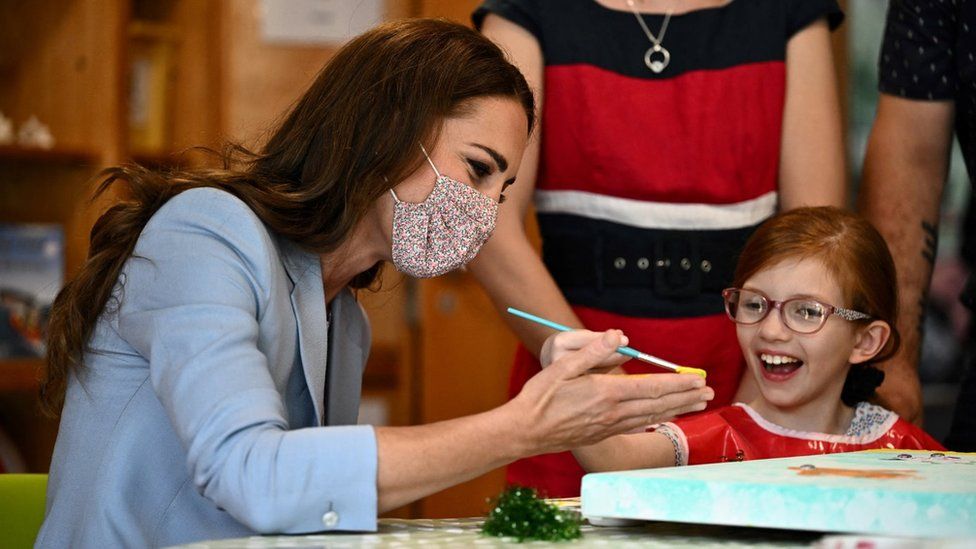 Duchess of Cambridge with Willow Bamber at Each hospice near Cambridge
