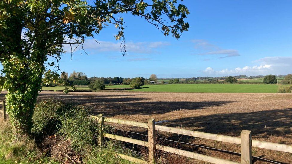 Fields of land earmarked for development