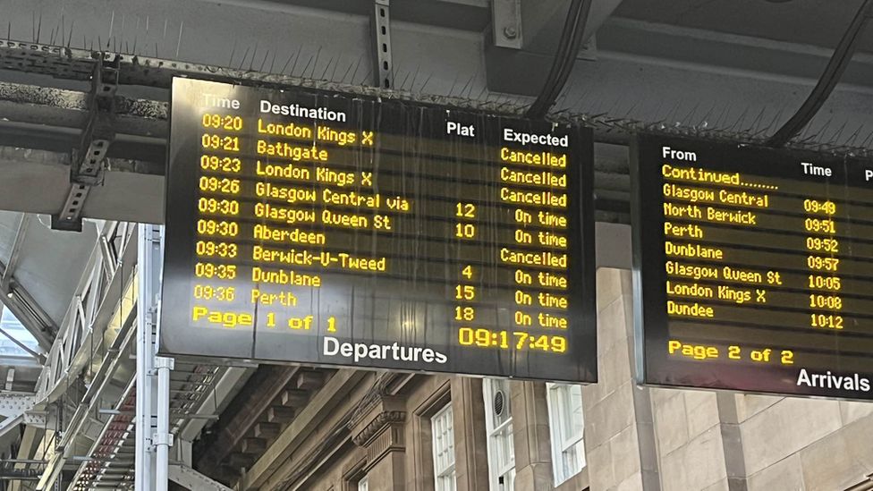 Cancelled services shown on screen