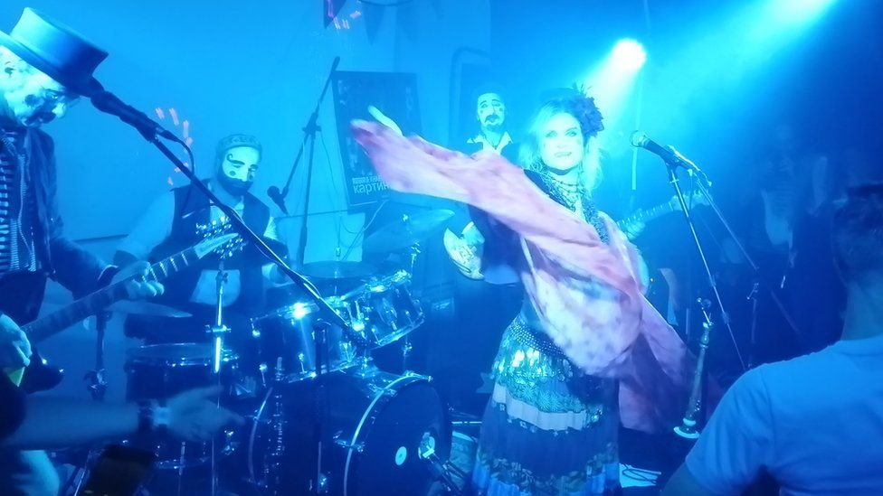 Gypsy punk band Rogora Khart performing at Brecon Fringe last year