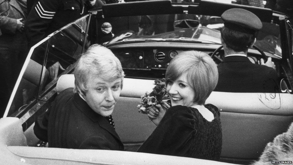 Cilla Black, right, and Bobby Willis after their wedding in 1969