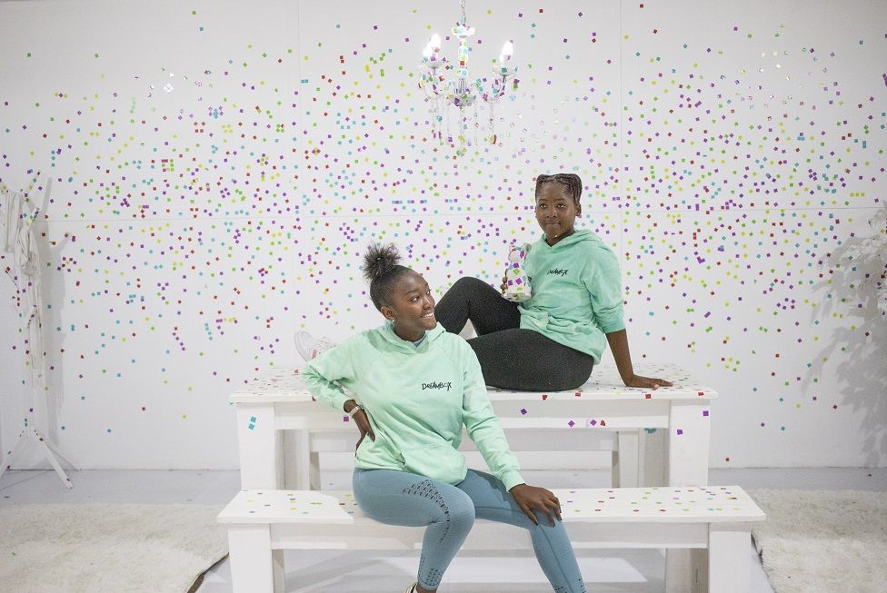 Customers enjoy their photographic moment in one of the many themed rooms at the Dream Box photographic experience in Johannesburg, South Africa. Billed as the cities first interactive fun photo experience in the city the hall houses different themes where customers can have their photographs taken; mostly for social media use.