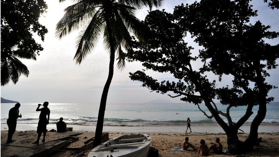 Seychelles beach scene
