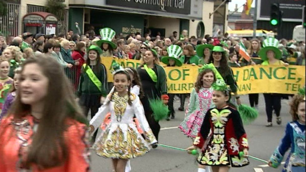 In pictures: St Patrick's Day parades return - BBC News