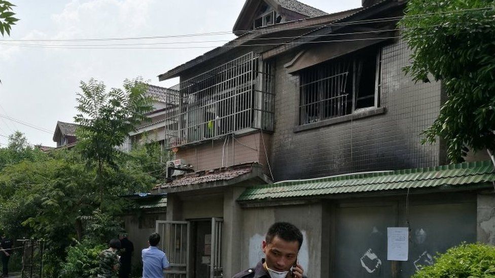 The burned out house in Changshu, China. Photo: 16 July 2017