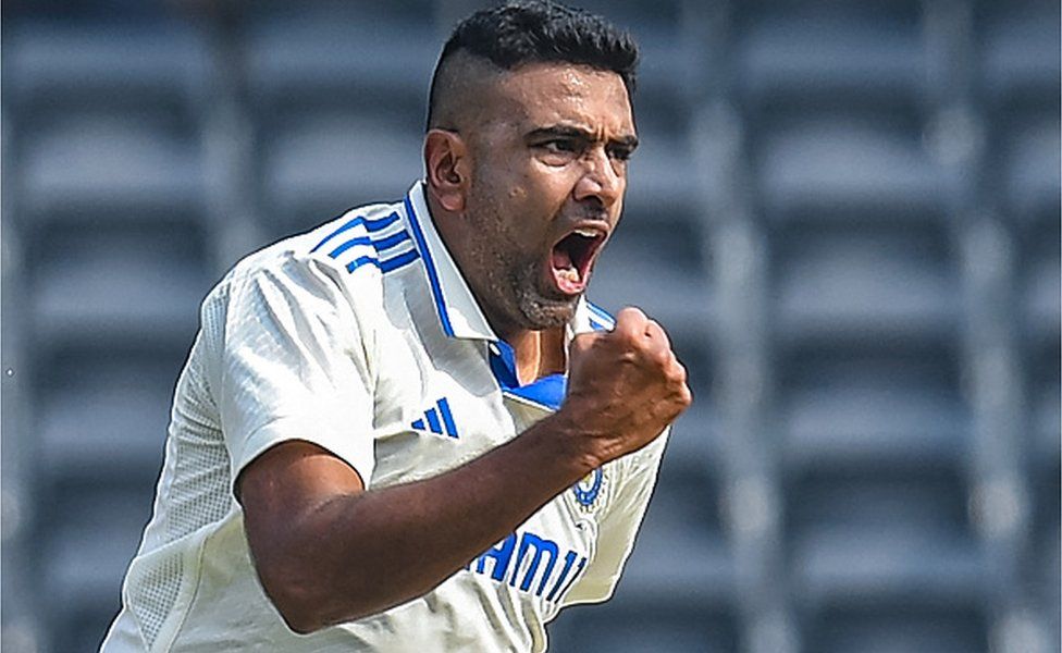 India's Ravichandran Ashwin celebrates after taking the wicket of England's Ben Duckett during the first day of the first Test cricket match between India and England at the Rajiv Gandhi International Stadium in Hyderabad on January 25, 2024.