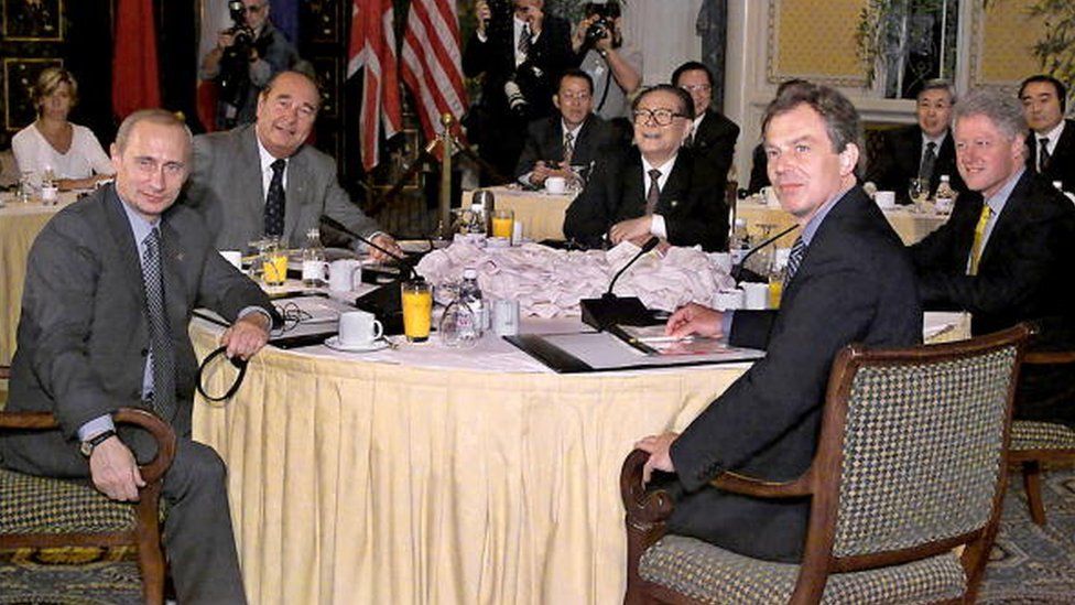 Jiang with western leaders in 2000