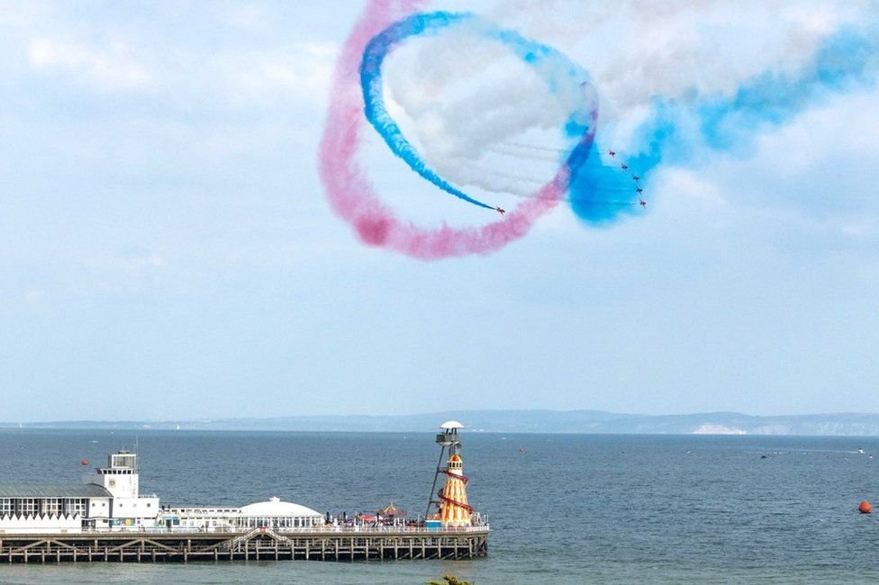 Red Arrows over Bournemouth Pier