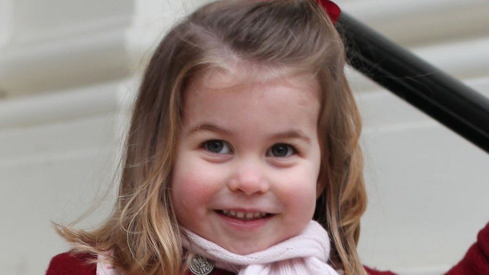 Princess Charlotte poses for a picture before her first day at nursery school.