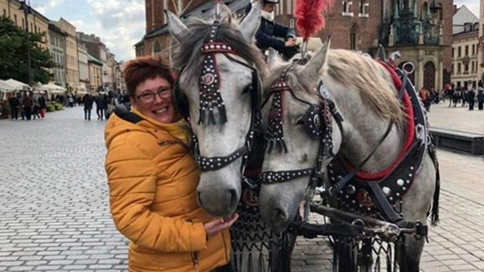 Tracey Pritchard with two horses