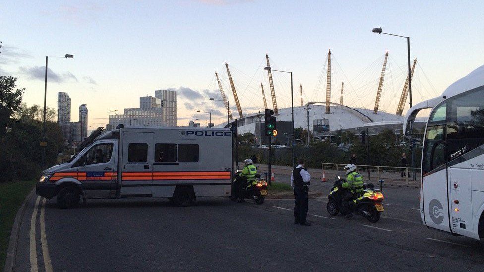 Police around North Greenwich