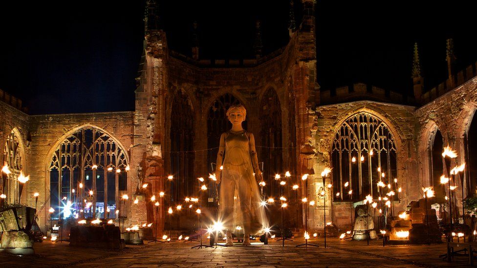 Godiva Awakes in Coventry Cathedral ruins