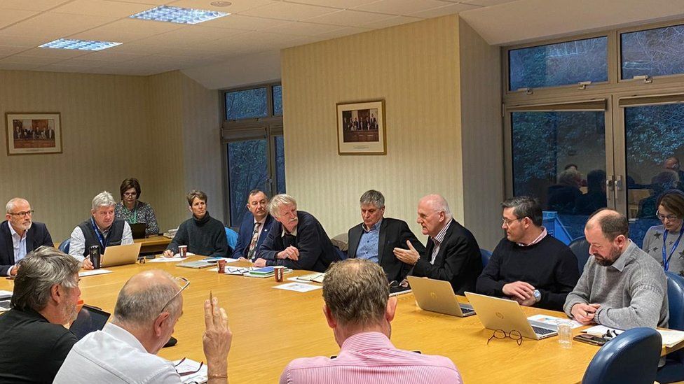 Senior Guernsey politicians and civil servants meeting about Brexit deal