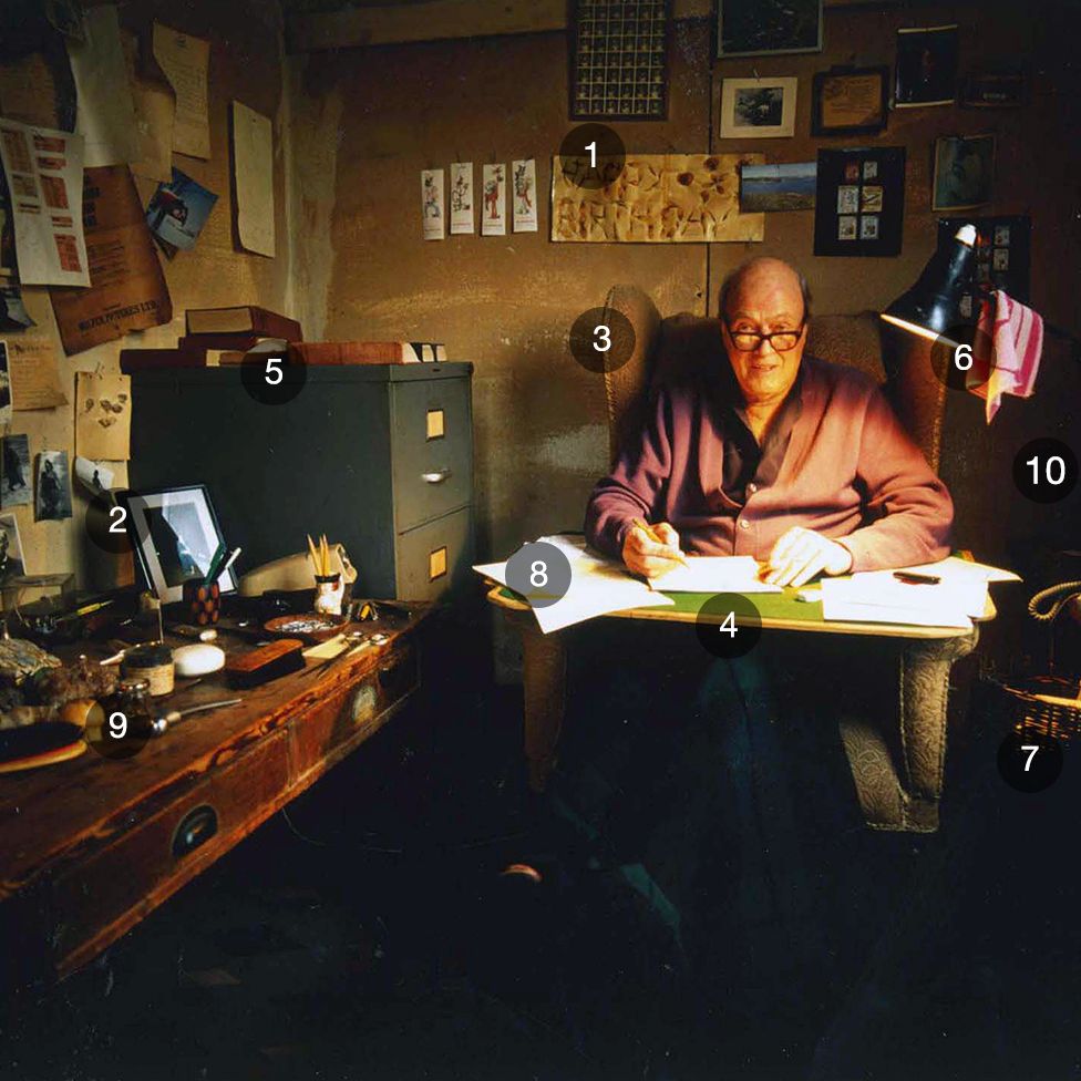 Roald Dahl in shed