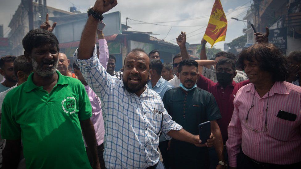 Supporters of Ranil Wickremesinghe celebrate