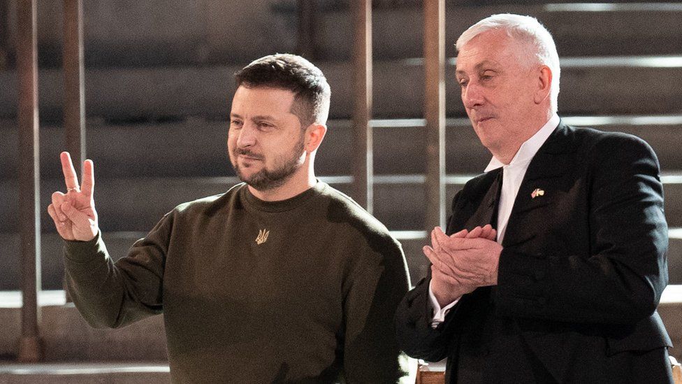 Volodymyr Zelensky and Sir Lindsay Hoyle