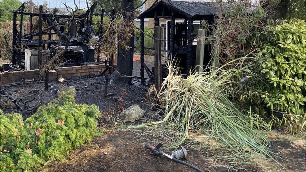 A garden fire in Hereward Gardens, Wickford