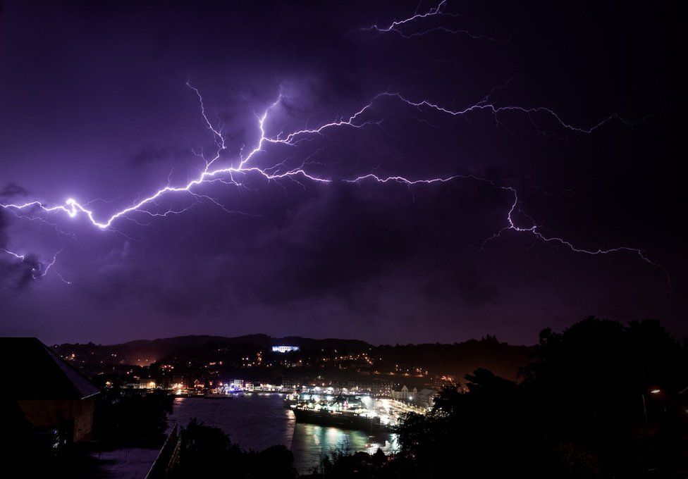 lightning over the west coast of Scotland