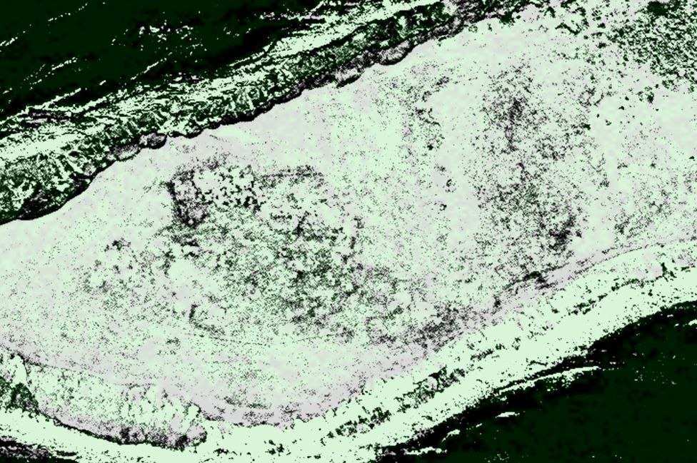 Satellite image showing discolouration of the earth