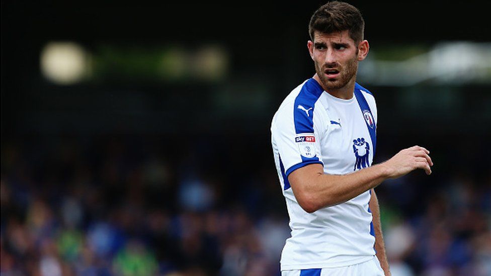 Ched Evans playing for Chesterfield