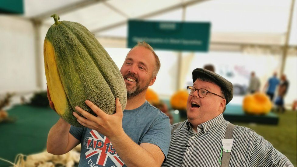 Kevin Fortey with a giant melon