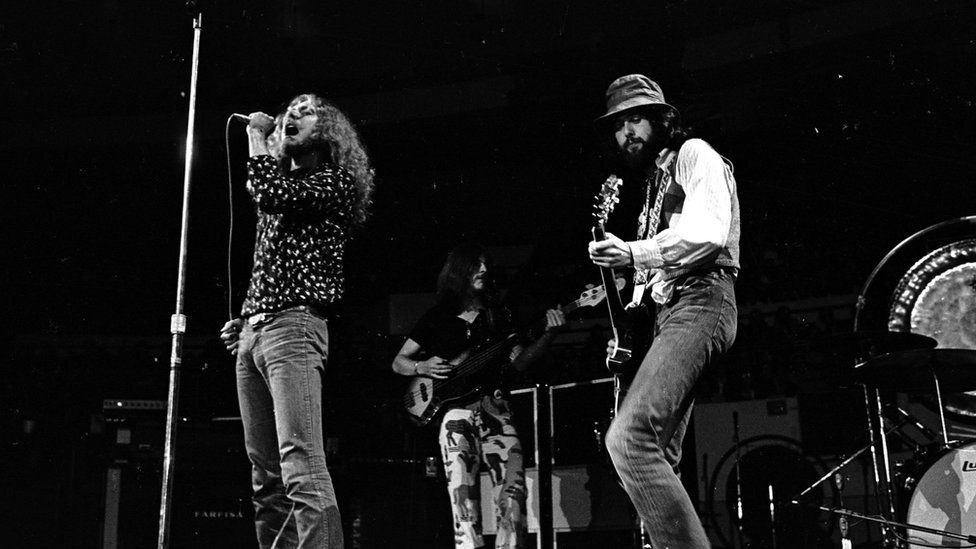 Led Zeppelin performing in Los Angeles in 1970