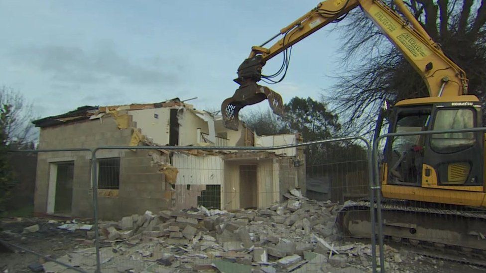 Building being demolished