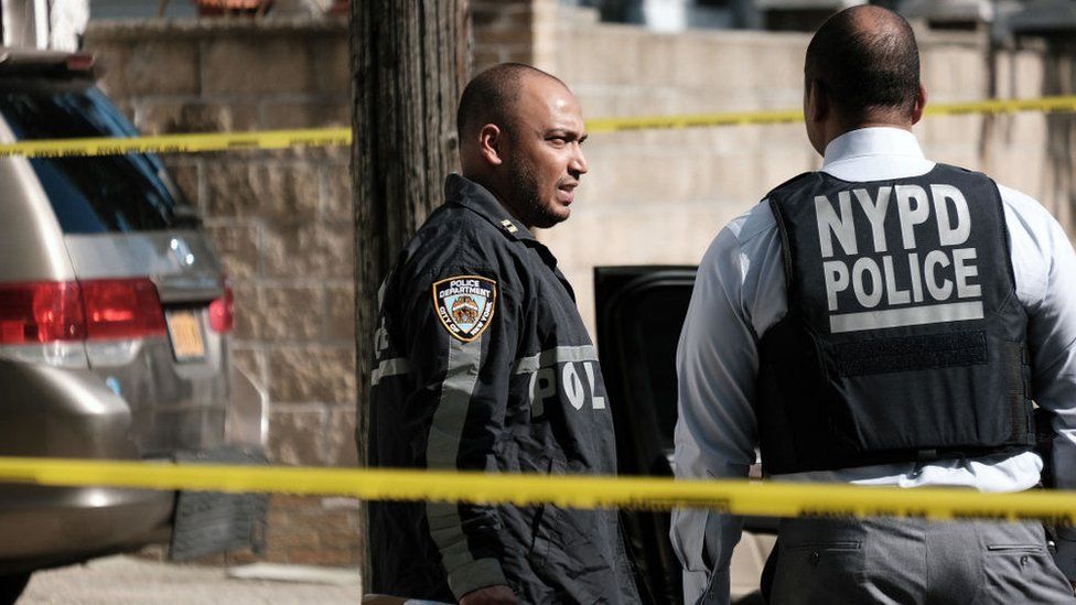 Police investigate the scene of a shooting in Brooklyn on June 23, 2021 in New York City. New Yorkers are increasingly concerned about a rise in violence in the city with a 53.2 percent hike in shootings from last year so far this year